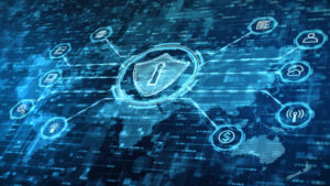 Shield Icon of Cyber Security. Digital data Network Protection.